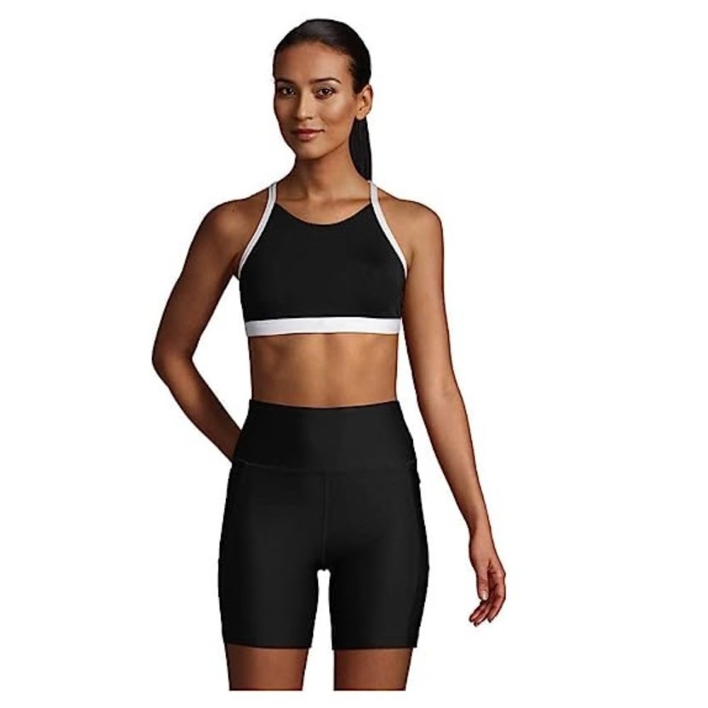 NWT Lands' End Womens Adjustable X-Back Bikini Swim Top Size 12 D-Cup $60 DD660